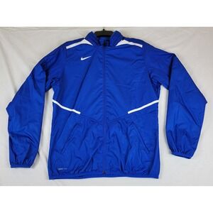 Nike Storm-Fit 1 Mens Blue Full Zip Packable Hood Rain Jacket 535665-494 Large